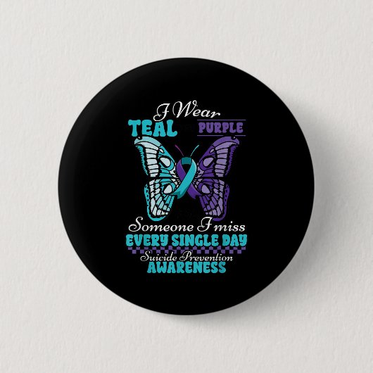Suicide Prevention Wear Teal Purple Someone I Miss Ronde Button 5,7 Cm (Voorkant)