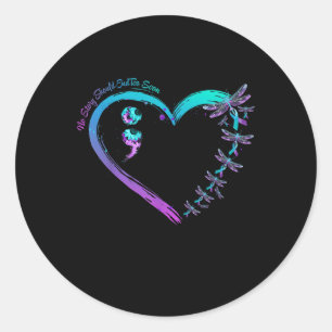 Suicide Prevention Week Dragonfly Heart Ribbon Sem Ronde Sticker