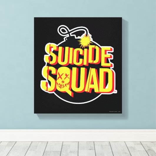 Suicide Squad | Bomb-Logo Canvas Afdruk (Insitu (Houten vloer))