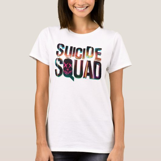 Suicide Squad | Colorful Glow Logo T-shirt (Voorkant)