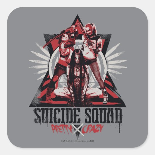 Suicide Squad |  Crazy Squad Girls Vierkante Sticker (Voorkant)