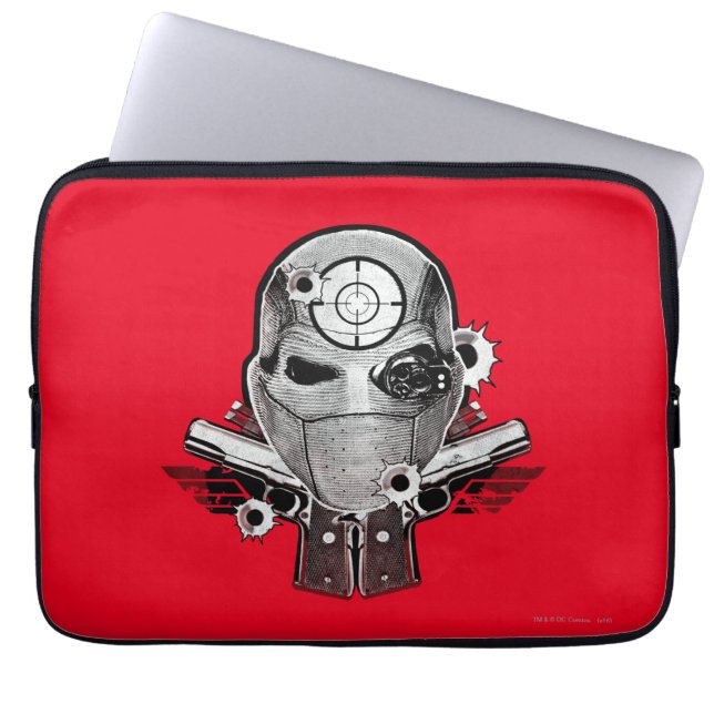 Suicide Squad | Deadshot Masker & Pistolen Tattoo  Laptop Sleeve (Voorkant)