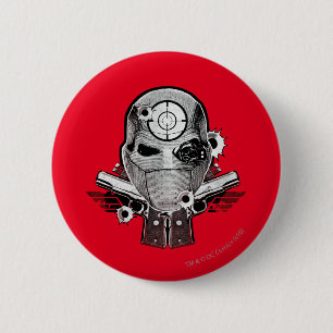 Suicide Squad   Deadshot Masker & Pistolen Tattoo  Ronde Button 5,7 Cm