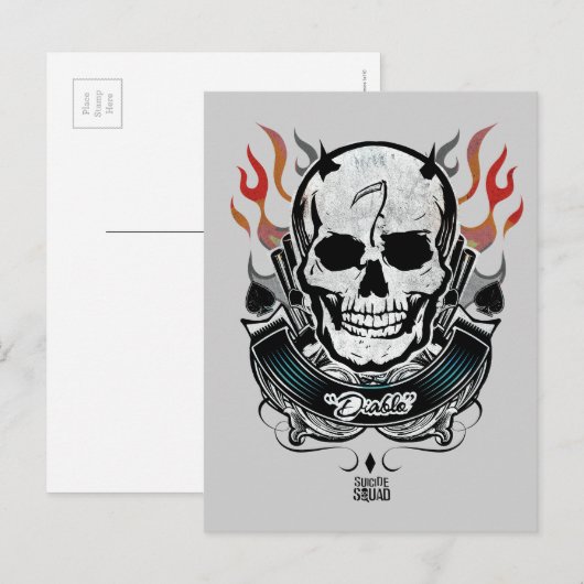 Suicide Squad | Diablo Skull & Flames Tattoo Art Briefkaart (Voorkant / Achterkant)
