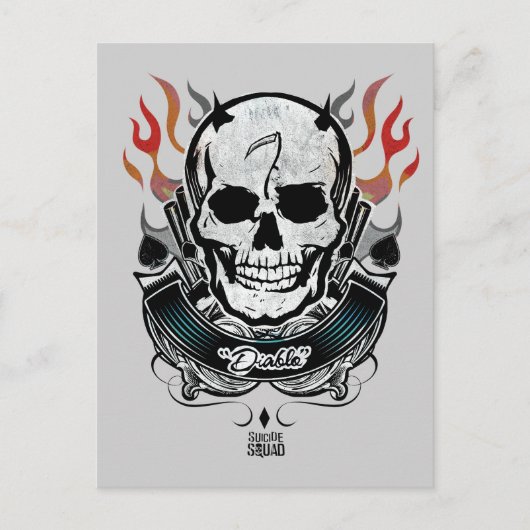Suicide Squad | Diablo Skull & Flames Tattoo Art Briefkaart (Voorkant)