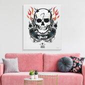 Suicide Squad | Diablo Skull & Flames Tattoo Art Canvas Afdruk (Insitu (Woonkamer))