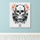 Suicide Squad | Diablo Skull & Flames Tattoo Art Canvas Afdruk (Insitu (Houten vloer))