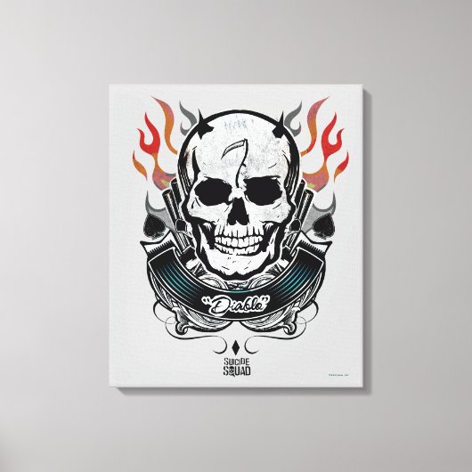 Suicide Squad | Diablo Skull & Flames Tattoo Art Canvas Afdruk (Voorkant)