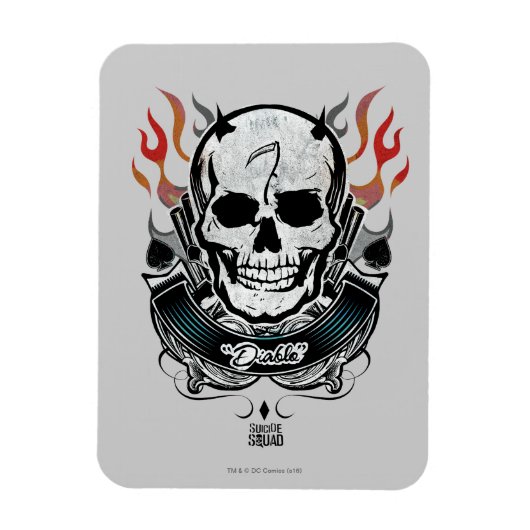 Suicide Squad | Diablo Skull & Flames Tattoo Art Magneet (Verticaal)