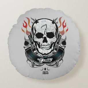Suicide Squad Diablo Skull & Flames Tattoo Art Rond Kussen