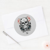 Suicide Squad | Diablo Skull & Flames Tattoo Art Ronde Sticker (Envelop)