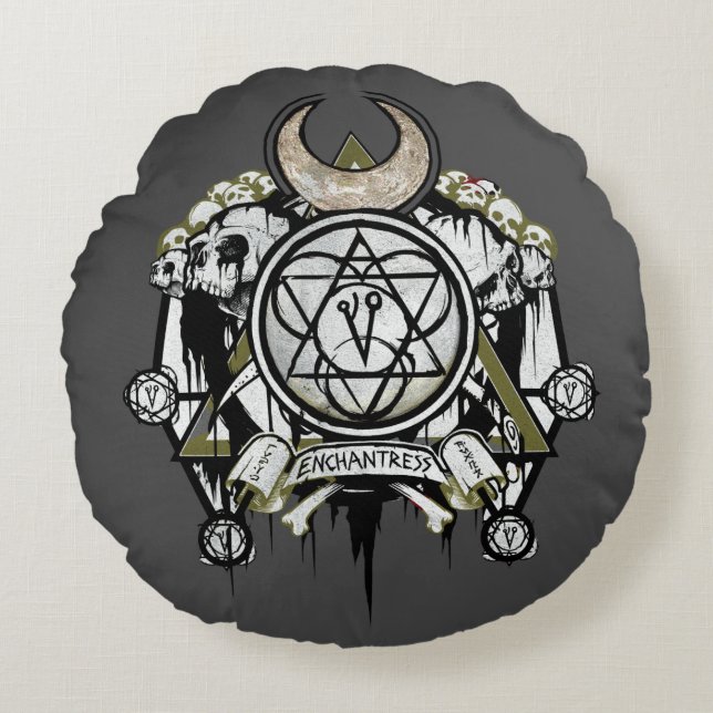Suicide Squad | Enchantress Symbols Tattoo Art Rond Kussen (Voorkant)