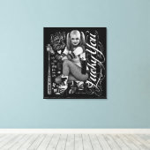 Suicide Squad | Foto Harley Quinn Typografie Canvas Afdruk (Insitu (Houten vloer))