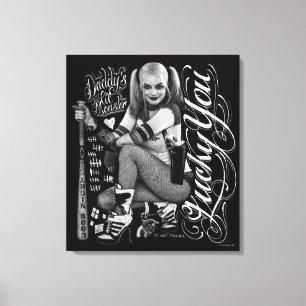 Suicide Squad   Foto Harley Quinn Typografie Canvas Afdruk