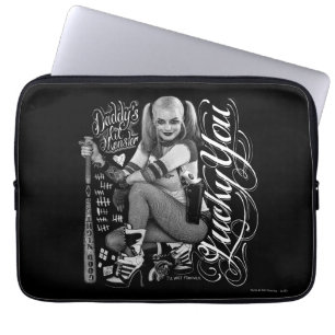 Suicide Squad   Foto Harley Quinn Typografie Laptop Sleeve