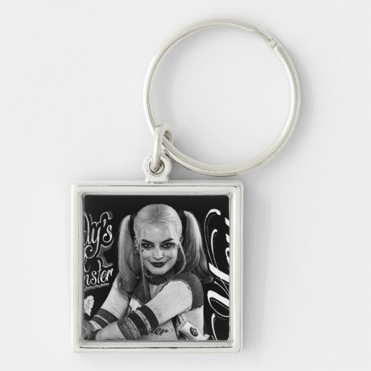 Suicide Squad | Foto Harley Quinn Typografie Sleutelhanger (Voorkant)