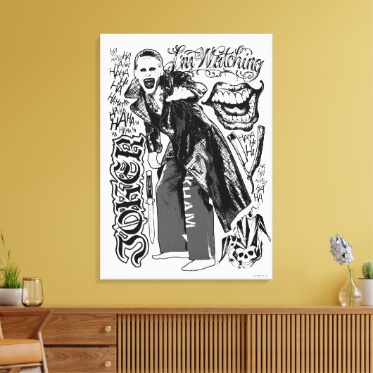 Suicide Squad | Foto Joker Typografie Canvas Afdruk (Insitu (Woonkamer))