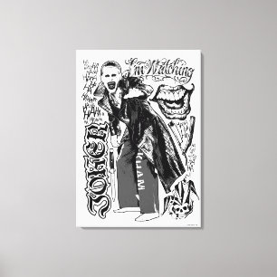Suicide Squad   Foto Joker Typografie Canvas Afdruk