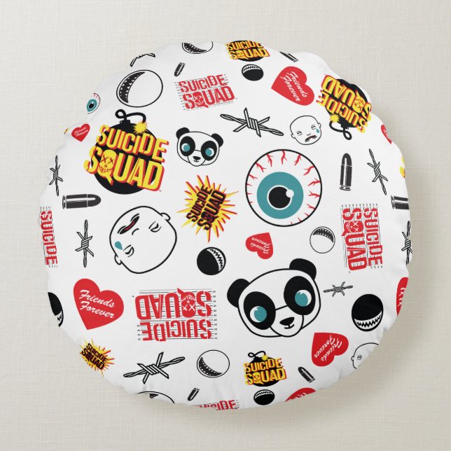 Suicide Squad | Friends Forever Pattern Rond Kussen (Voorkant)