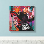 Suicide Squad | Graffiti in doodshot Canvas Afdruk (Insitu (Houten vloer))