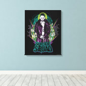 Suicide Squad | Grafisch joker Retro Rock Canvas Afdruk (Insitu (Houten vloer))