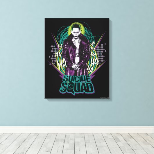 Suicide Squad | Grafisch joker Retro Rock Canvas Afdruk (Insitu (Houten vloer))