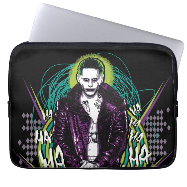 Suicide Squad | Grafisch joker Retro Rock Laptop Sleeve (Voorkant)