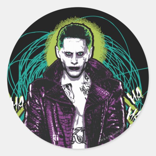 Suicide Squad | Grafisch joker Retro Rock Ronde Sticker (Voorkant)