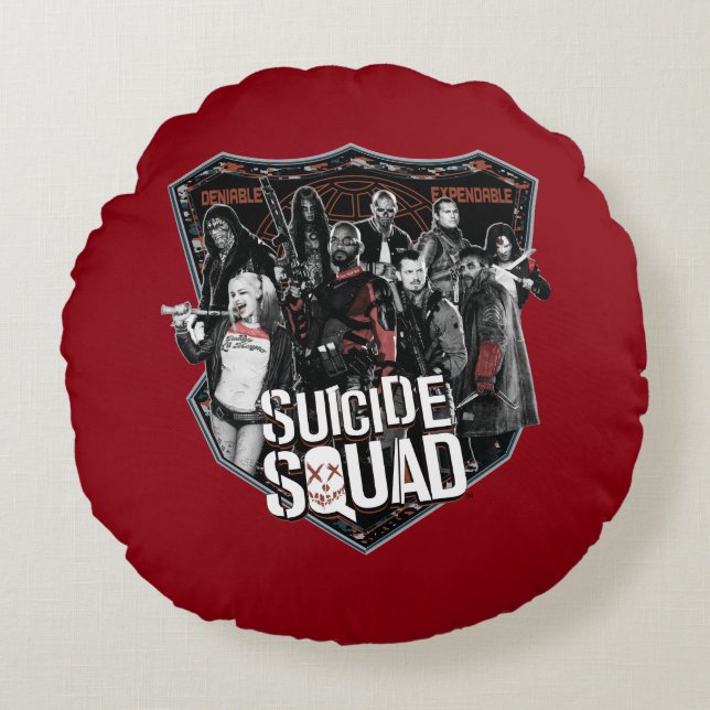 Suicide Squad | Group Badge-foto Rond Kussen (Voorkant)