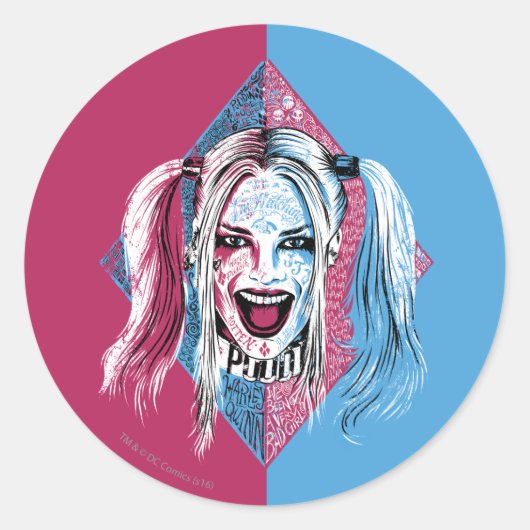 Suicide Squad | Harley Laugh Ronde Sticker (Voorkant)