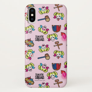 Suicide Squad   Harley Quinn Emoji Pattern iPhone X Hoesje