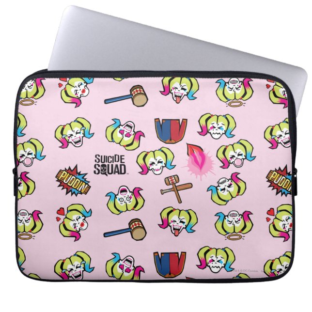 Suicide Squad | Harley Quinn Emoji Pattern Laptop Sleeve (Voorkant)