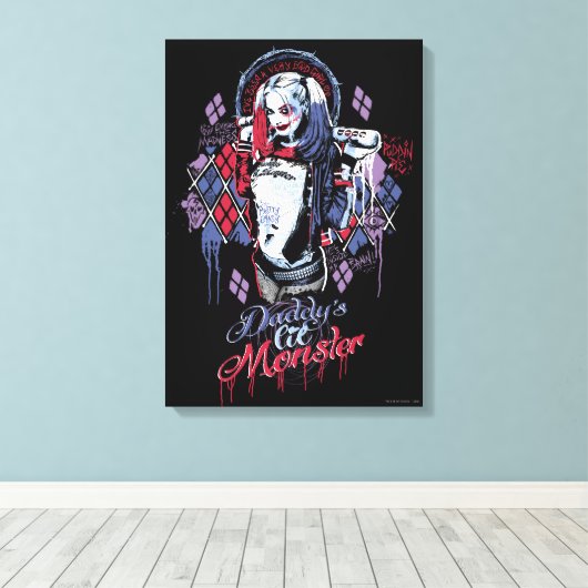 Suicide Squad | Harley Quinn Inked Graffiti Canvas Afdruk (Insitu (Houten vloer))