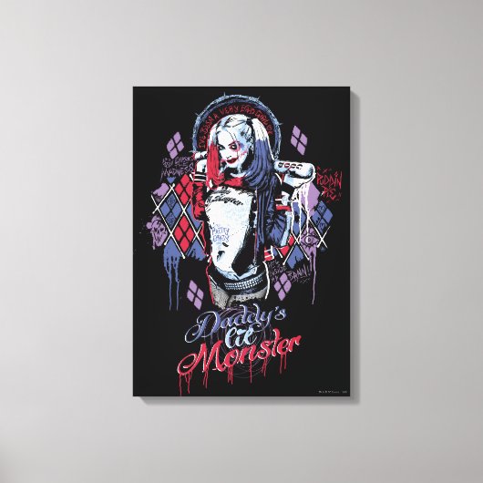 Suicide Squad | Harley Quinn Inked Graffiti Canvas Afdruk (Voorkant)