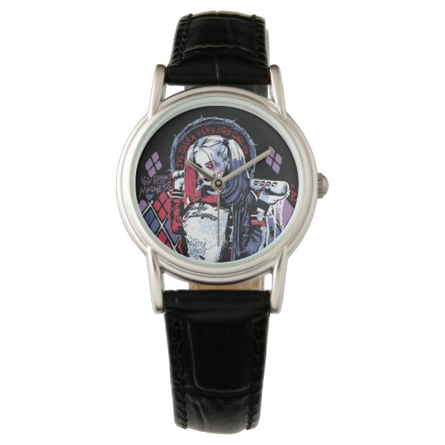Suicide Squad | Harley Quinn Inked Graffiti Horloge (Voorkant)