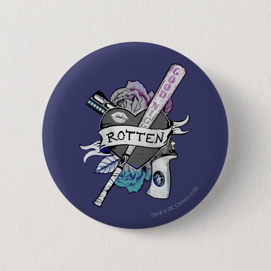 Suicide Squad | Harley Quinn "Rotten" Tattoo Art Ronde Button 5,7 Cm (Voorkant)