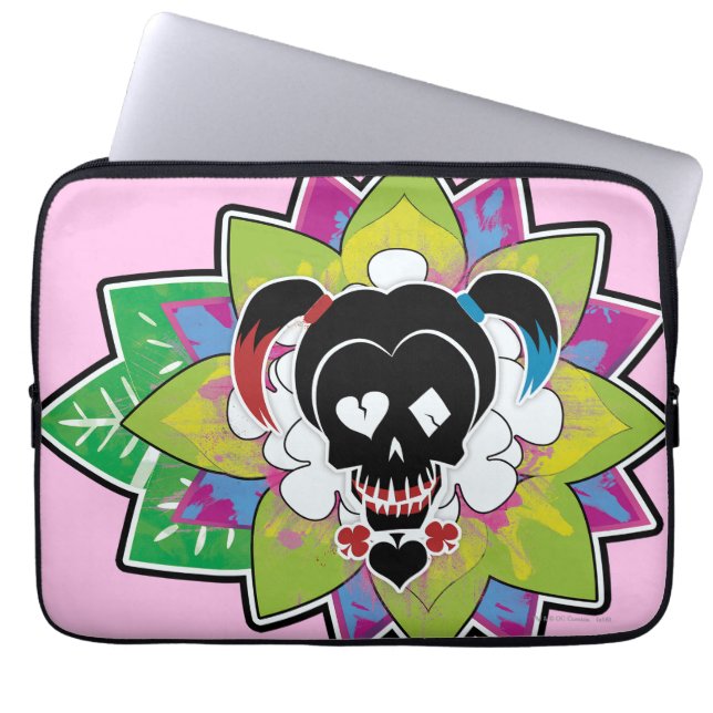 Suicide Squad | Harley Quinn Skull Tattoo Art Laptop Sleeve (Voorkant)