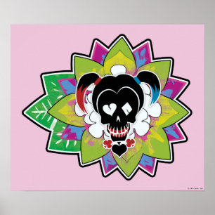 Suicide Squad Harley Quinn Skull Tattoo Art Poster