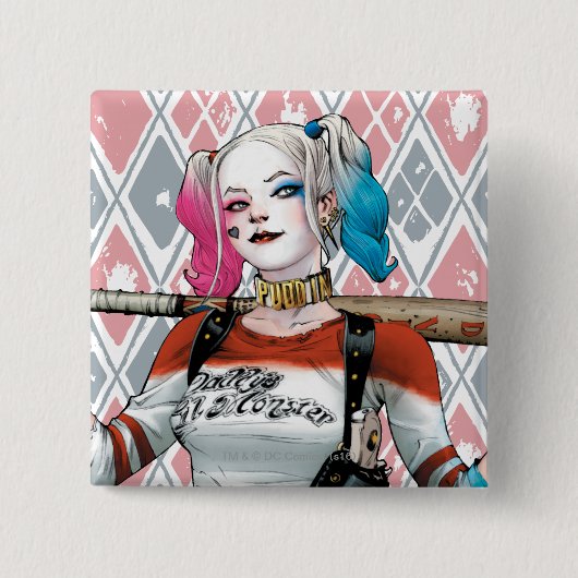 Suicide Squad | Harley Quinn Vierkante Button 5,1 Cm (Voorkant)