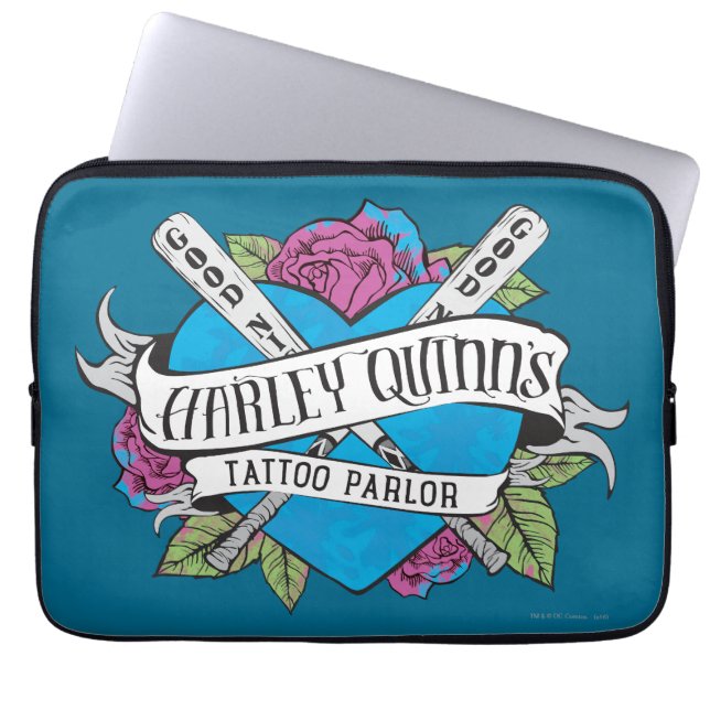 Suicide Squad | Harley Quinn's Tattoo Parlor Heart Laptop Sleeve (Voorkant)