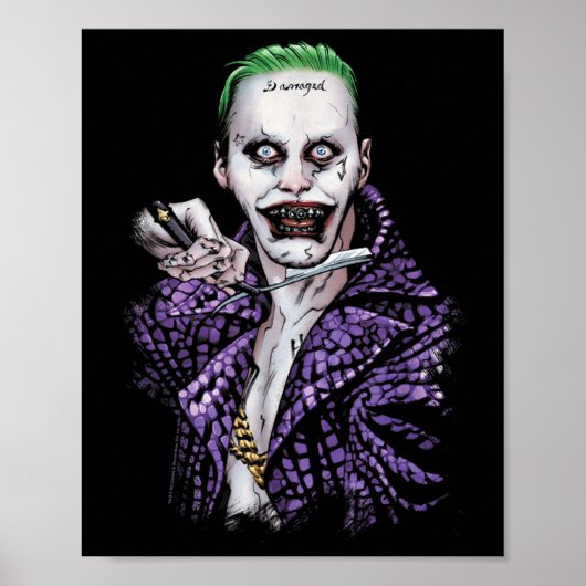 Suicide Squad Joker Blade Black T Shirt Poster (Voorkant)