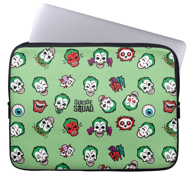 Suicide Squad | Joker Emoji Pattern Laptop Sleeve (Voorkant)