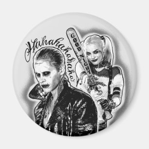 Suicide Squad   Joker en Harley Airborstel Tattoo Magneet