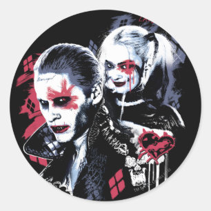Suicide Squad   Joker & Harley Painted Graffiti Ronde Sticker