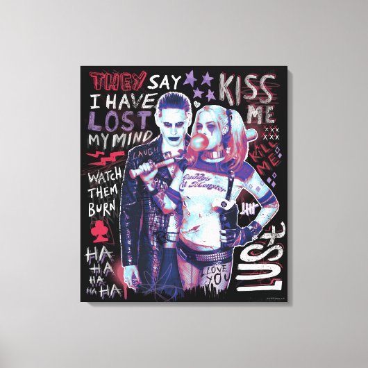 Suicide Squad | Joker & Harley Typografie Foto Canvas Afdruk (Voorkant)