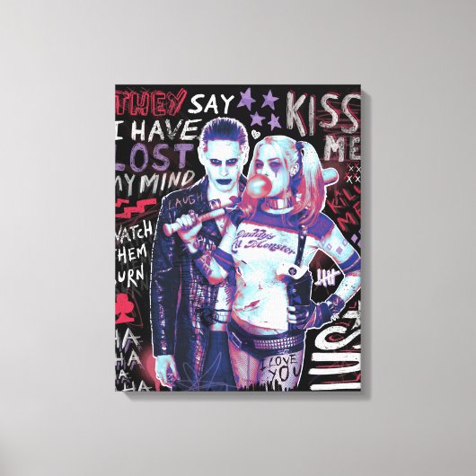 Suicide Squad | Joker & Harley Typografie Foto Canvas Afdruk (Voorkant)