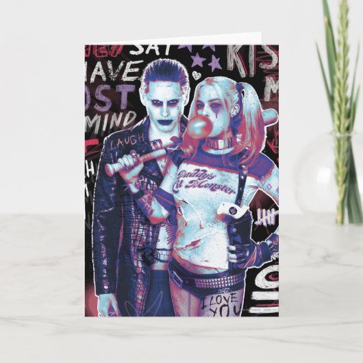 Suicide Squad | Joker & Harley Typografie Foto Kaart (Voorkant)