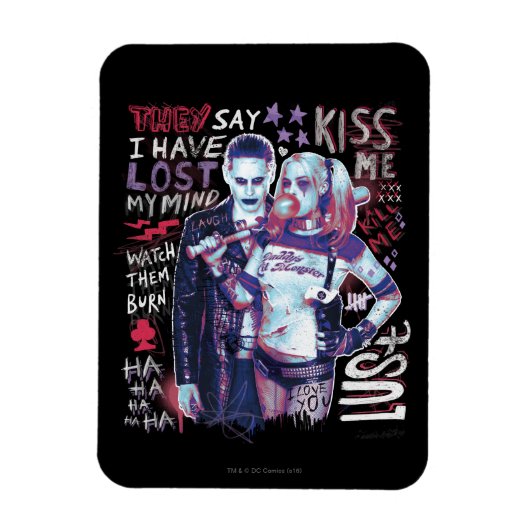 Suicide Squad | Joker & Harley Typografie Foto Magneet (Verticaal)