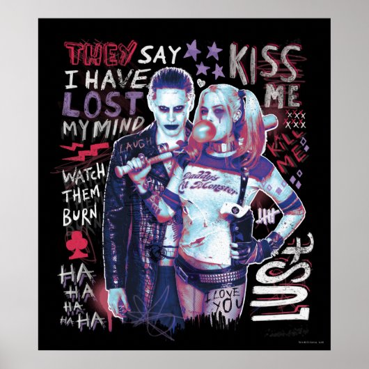 Suicide Squad | Joker & Harley Typografie Foto Poster (Voorkant)
