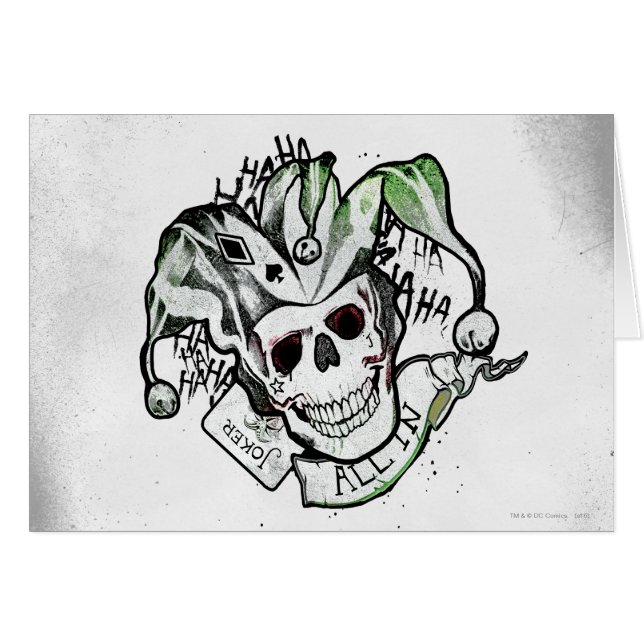 Suicide Squad | Joker Skull "All In" Tattoo Art (Voorkant Horizontaal)